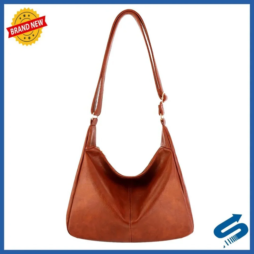 Vegan Leather Tote Bag Foldable Slouchy Shoulder Boho Minimalist Chic